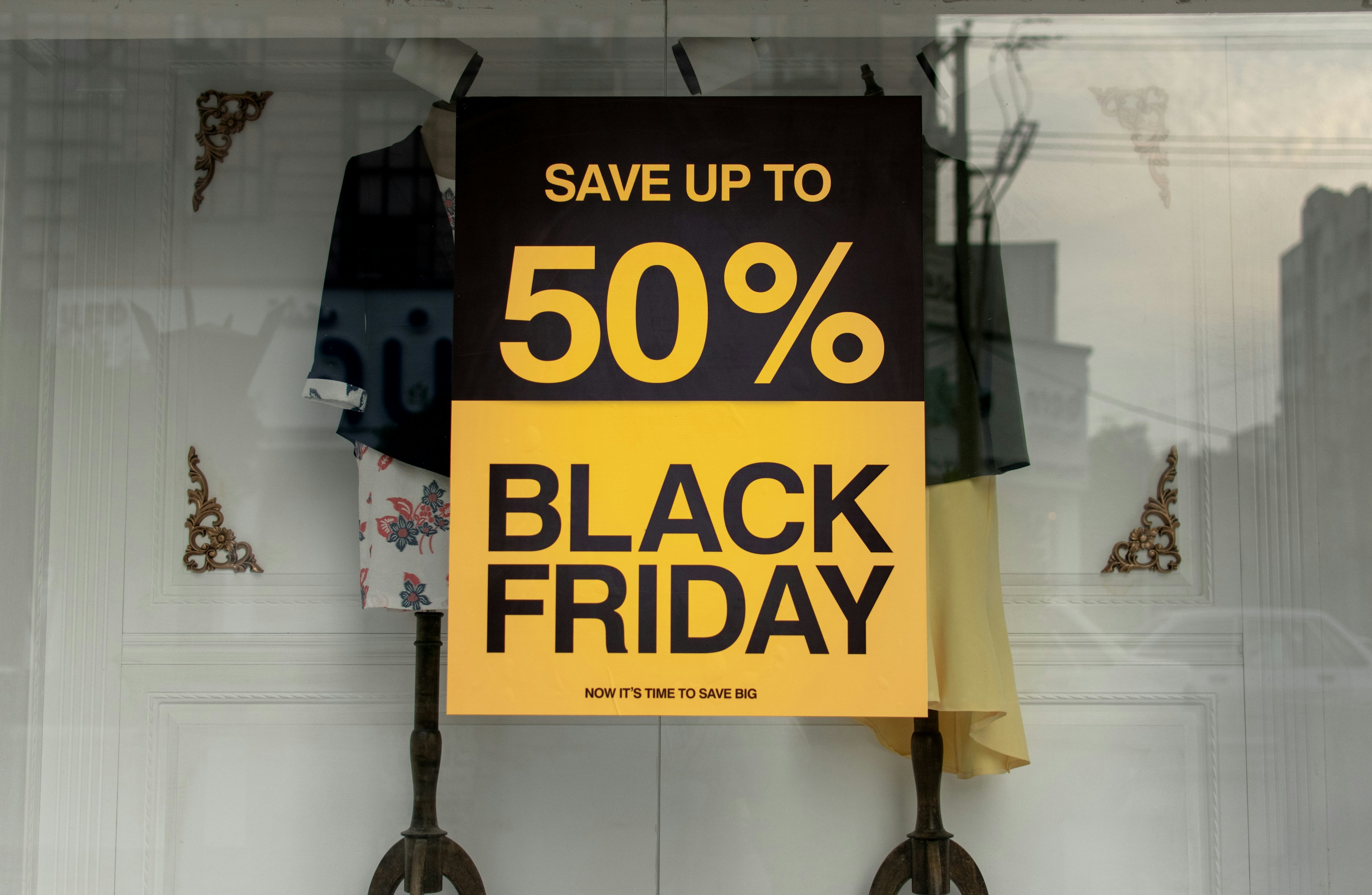 Black Friday sign in a display window