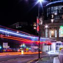 Leeds city lit up at night