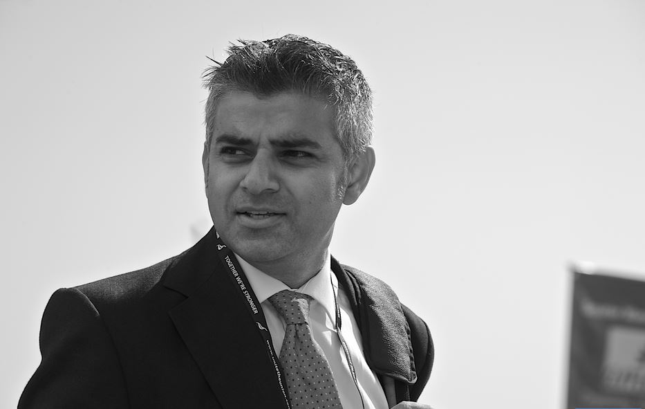 Sadiq Khan, looking whistfully into the distance in romantic black and white. 