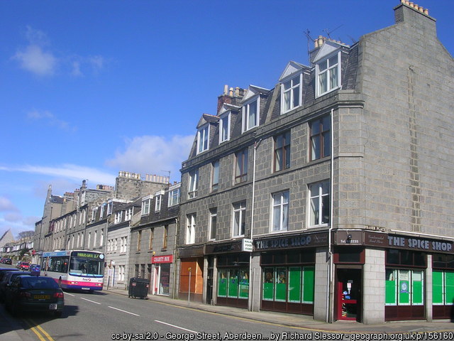 George Street in Aberdeen on a bright, blue skies day