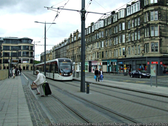 The Haymarket in Edinburgh tram stop