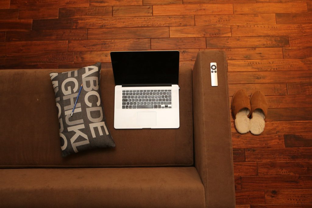 laptop on a sofa