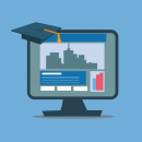 computer with a graduation cap