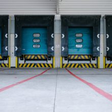 a row of warehouse doors