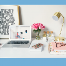 objects on a white desk