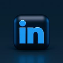 Linkedin logo against a dark blue background