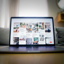 open laptop showing a Pinterest dashboard