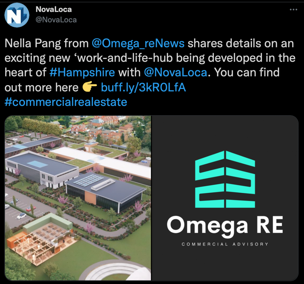 NovaLoca Twitter post showing a link to a property article 