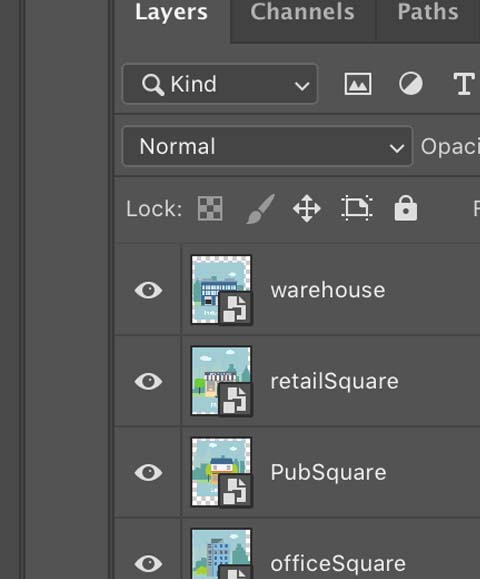 Photoshop layers with name changes