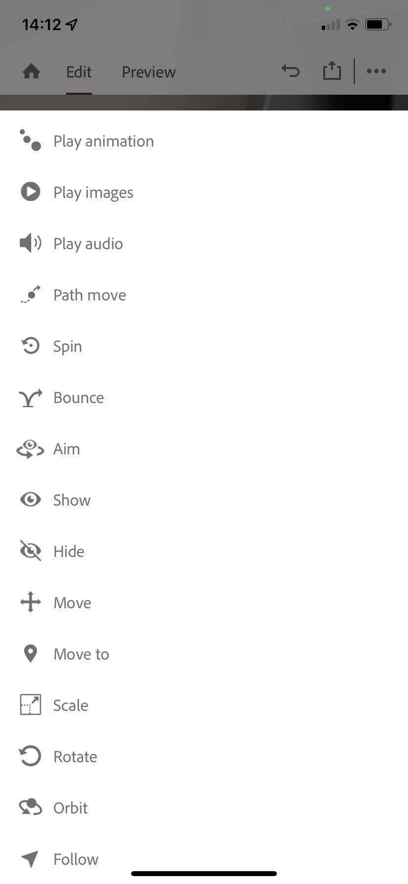 List of AR actions
