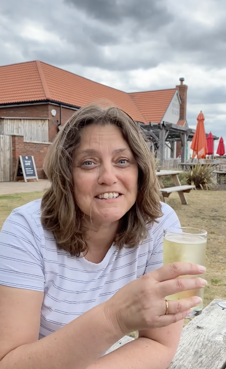 woman in pub garden