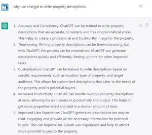 ChatGPT property description 