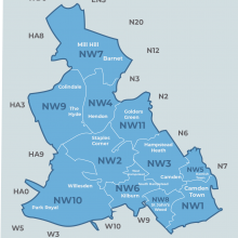 a map showing North West London