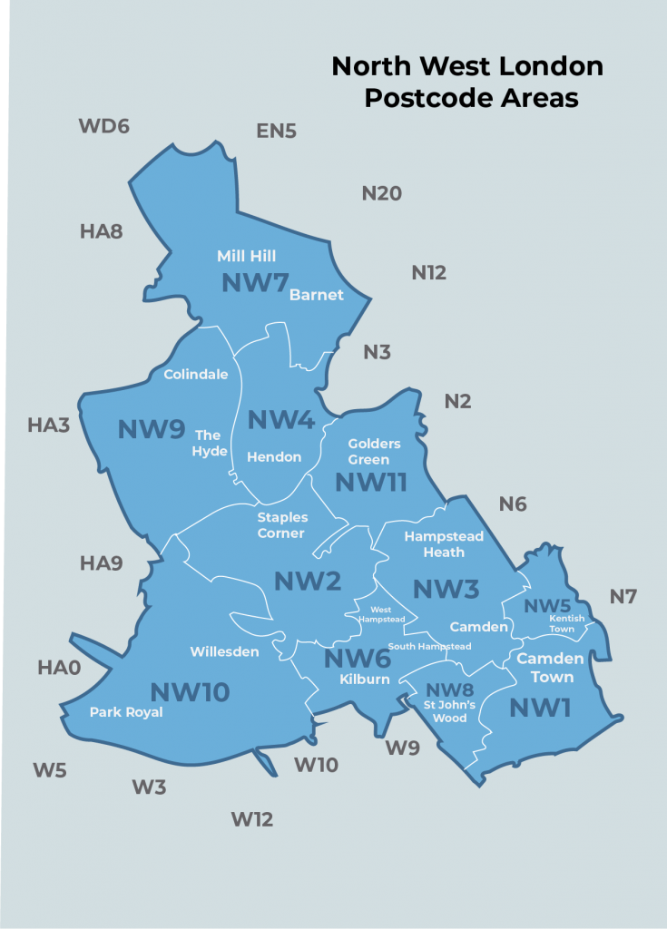a map showing North West London