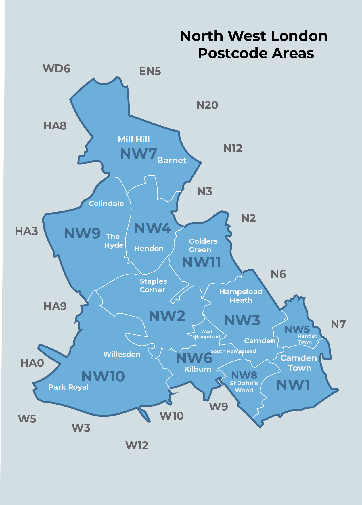 a map showing North West London