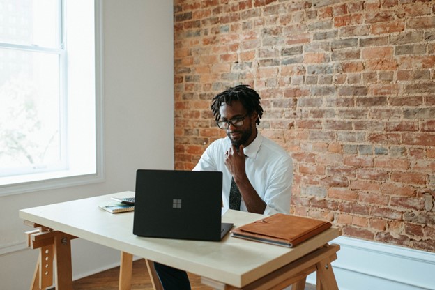 man working on a laptop 