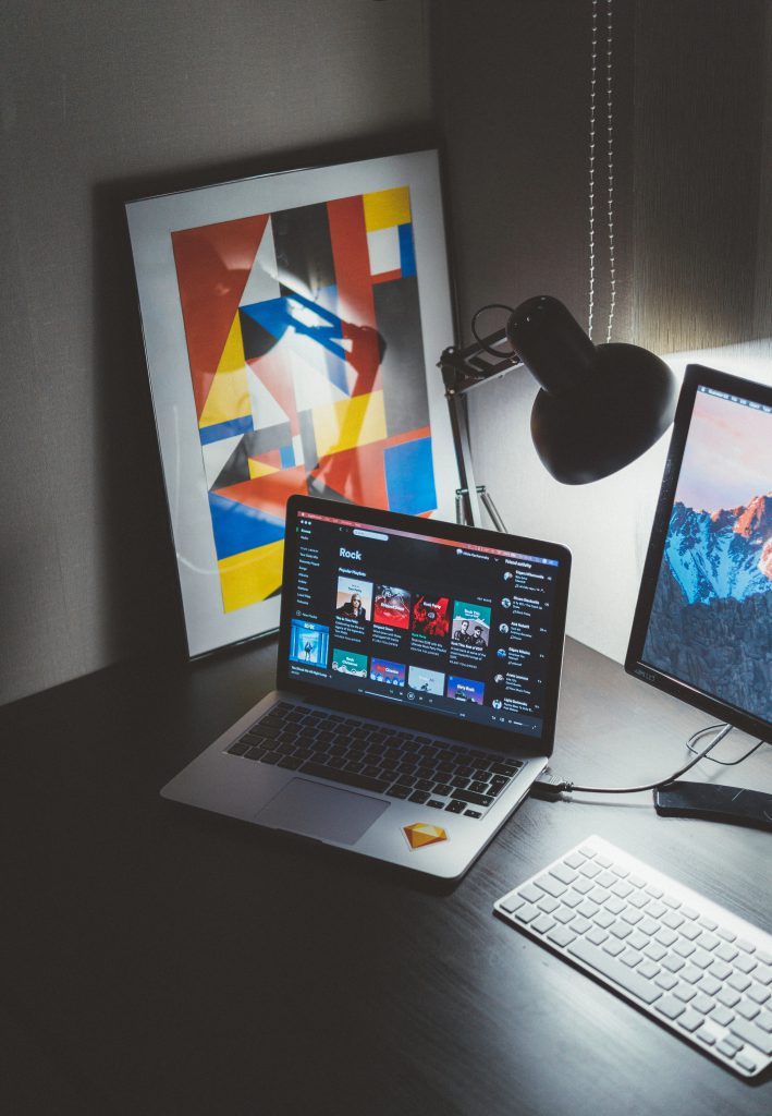 laptop on a desk 