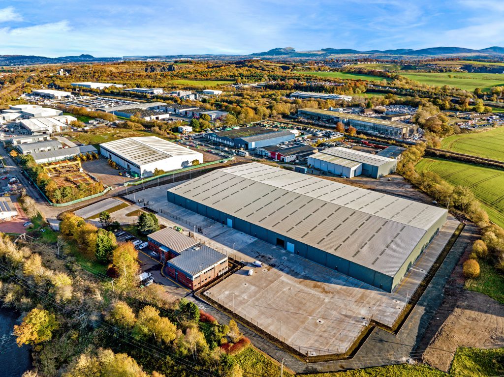 aerial shot of an industrial building 