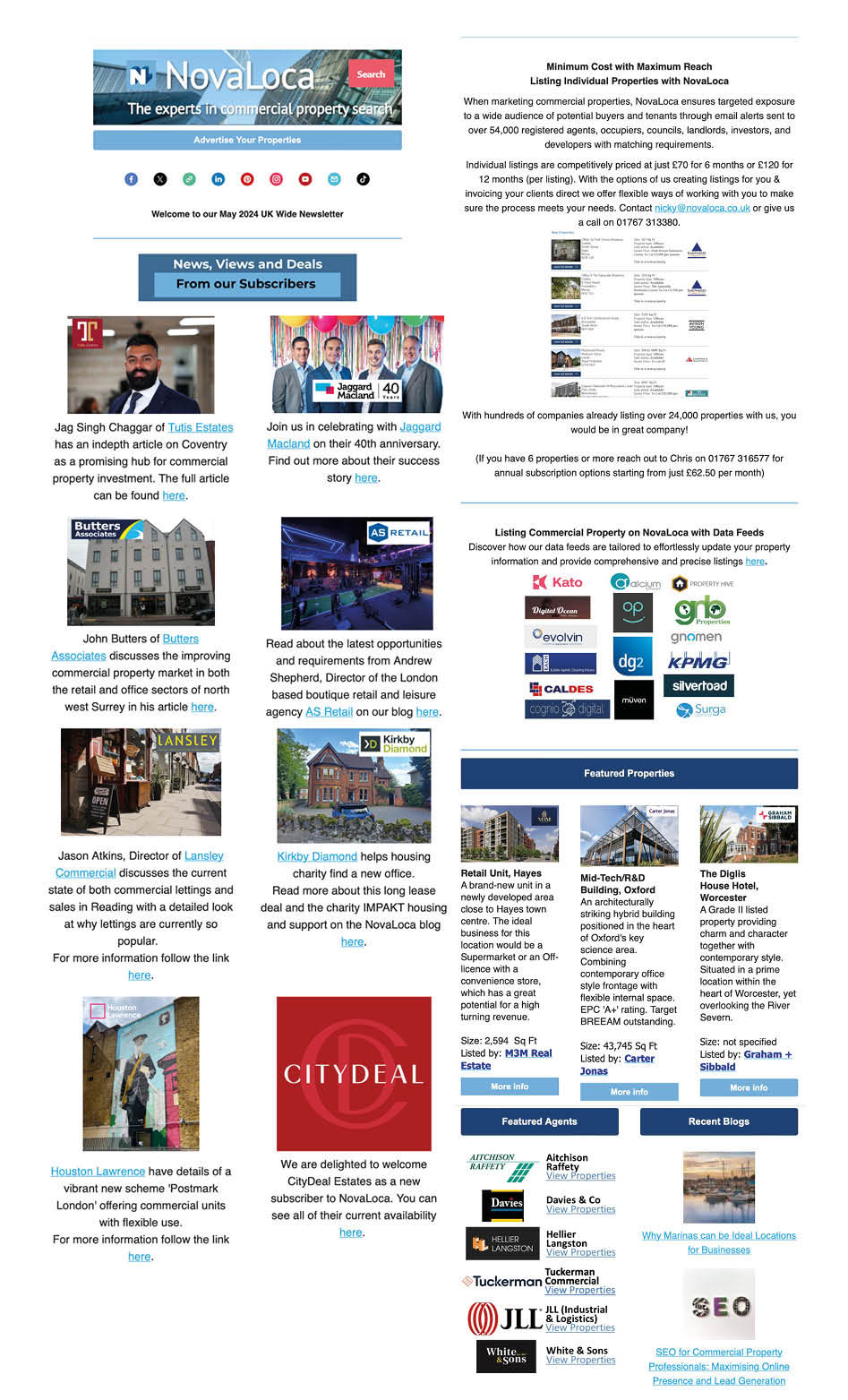 newsletter articles arranged over one page 