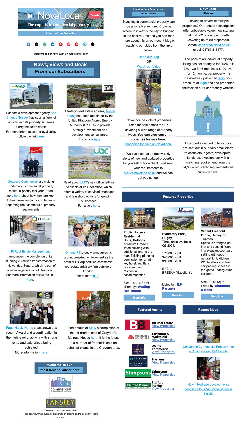 newsletter features on one layout