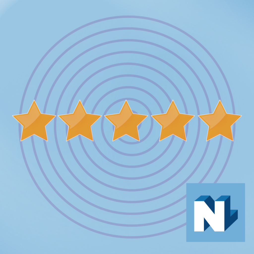 5 stars on a blue background