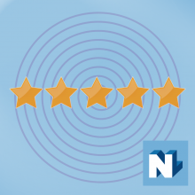 5 stars on a blue background
