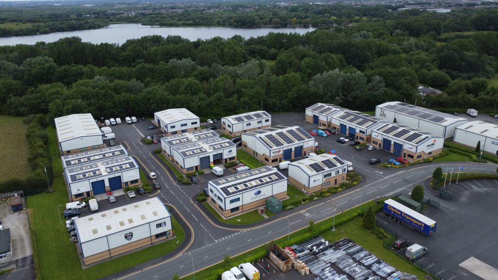 Aerial view of industrial units 