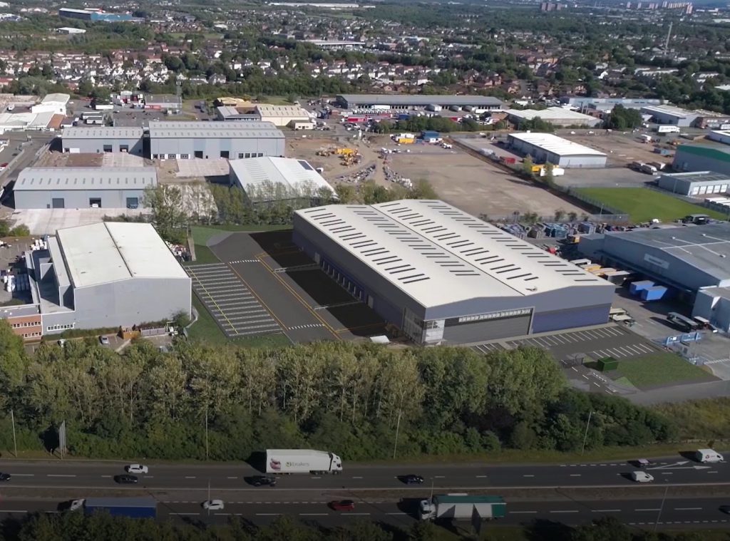 aerial view of warehouse