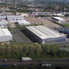 aerial view of warehouse