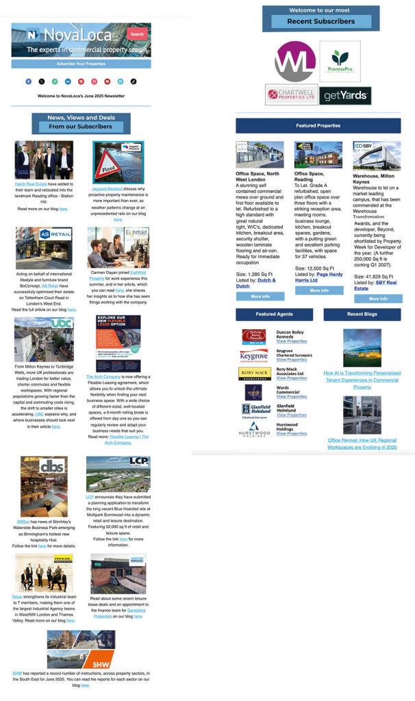 newsletter sheet for commercial property 