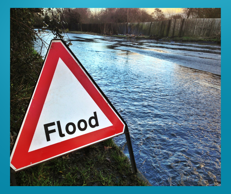 roadside flood warning sign