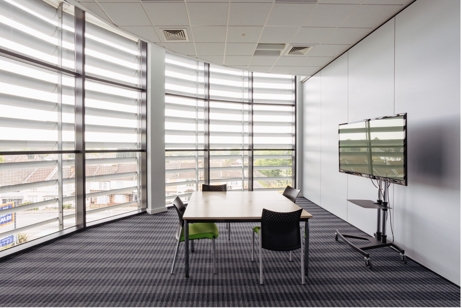 interior office with full length windows