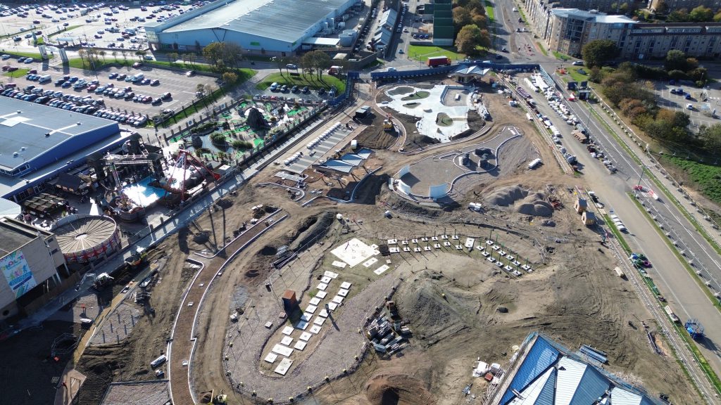 aerial view of a site being developed.