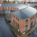 aerial view of a large office building