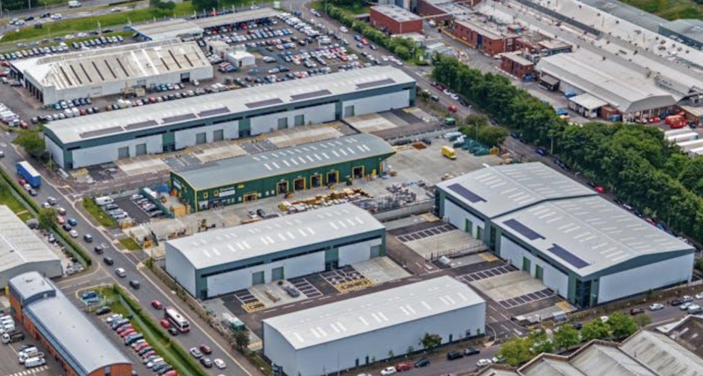 aerial view of an industrial park 