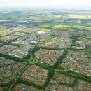 aerial view of Livingston, Scotland