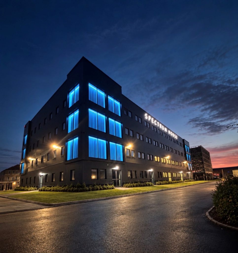 commercial building light up at night time